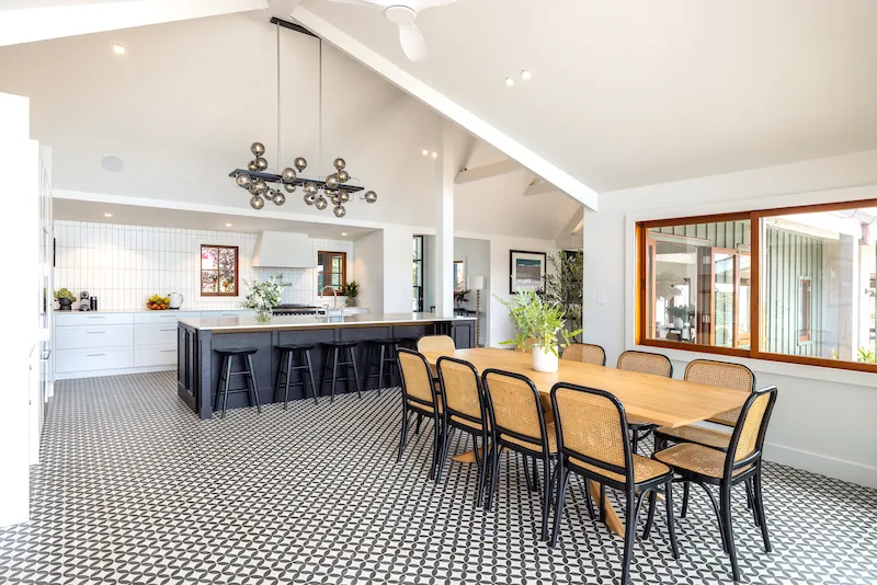 Photo of dining room overlooking the kitchen