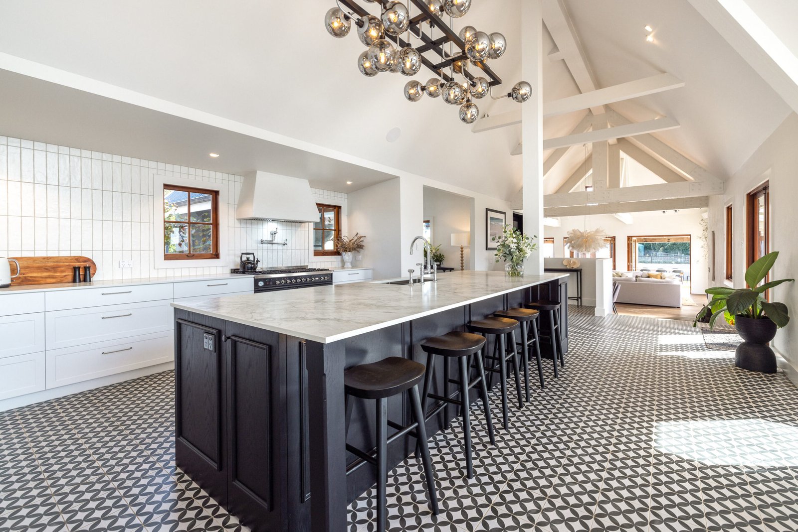 Designer kitchen at Putiki Estate, a luxury lodge on Waiheke Island