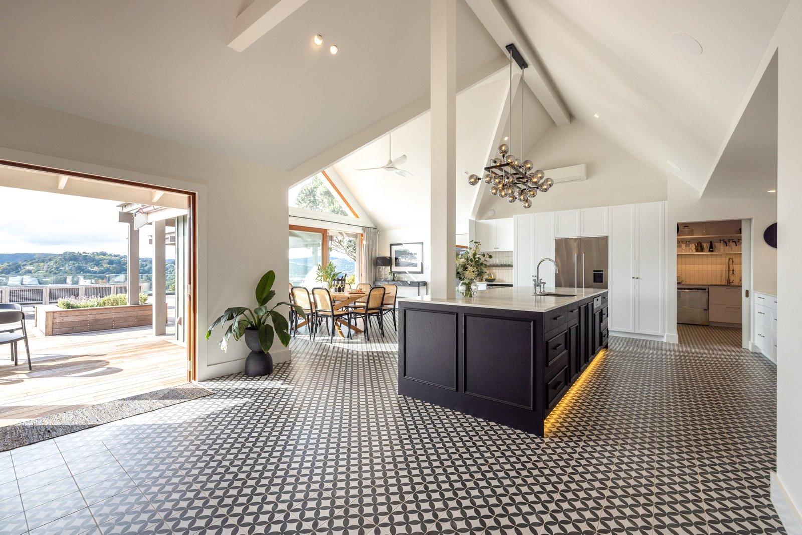 Designer kitchen at Putiki Estate, a luxury lodge on Waiheke Island