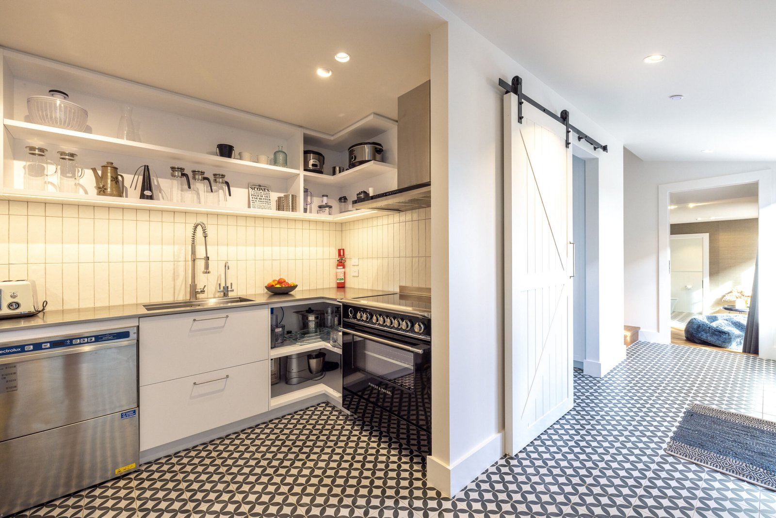 Designer kitchen at Putiki Estate, a luxury lodge on Waiheke Island