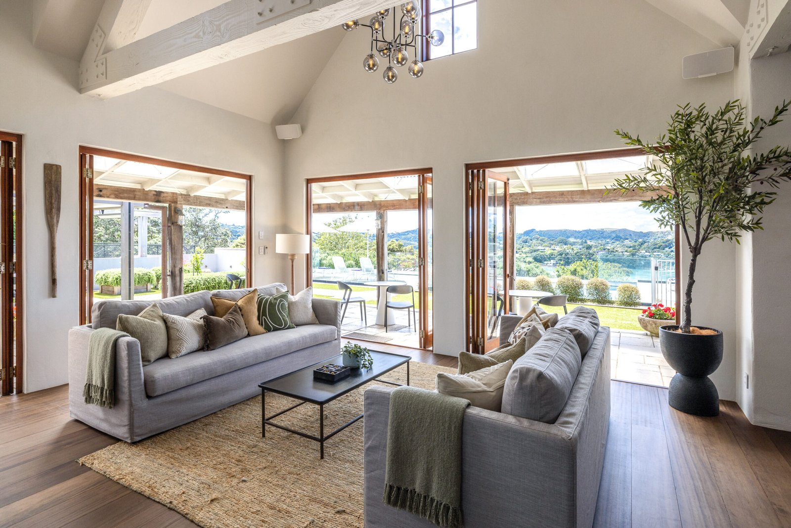 Elegant lounge at Putiki Estate, a luxury lodge on Waiheke Island