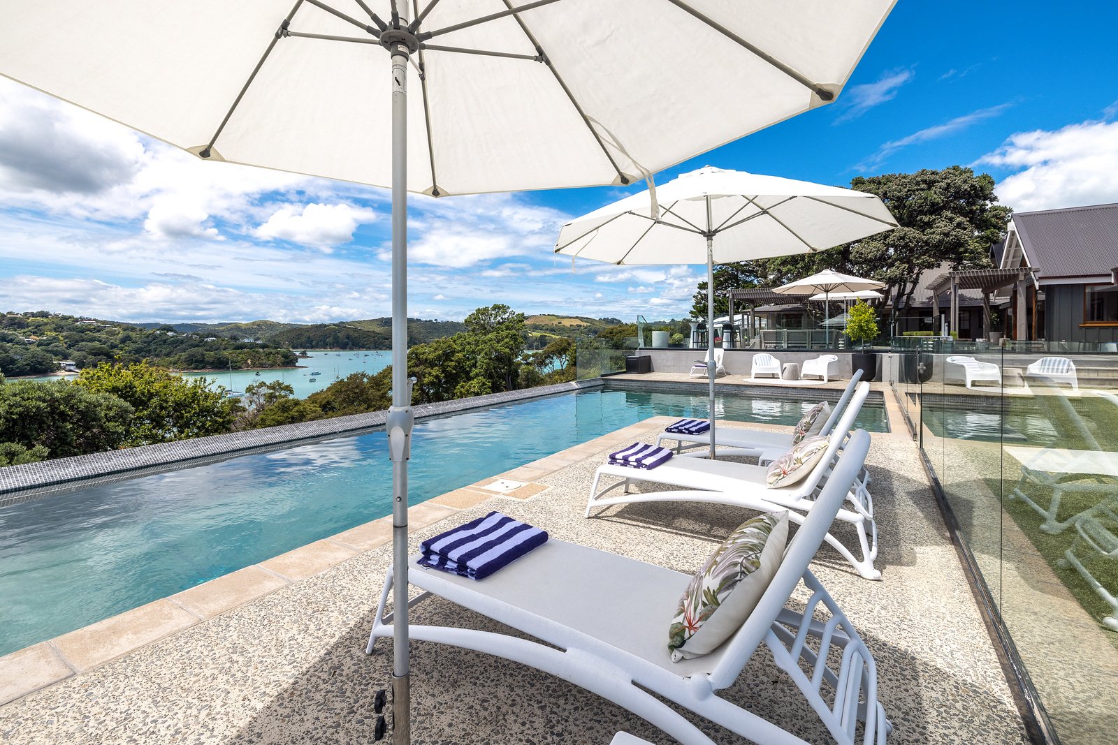 Heated swimming pool at Putiki Estate, luxury accommodation on Waiheke Island